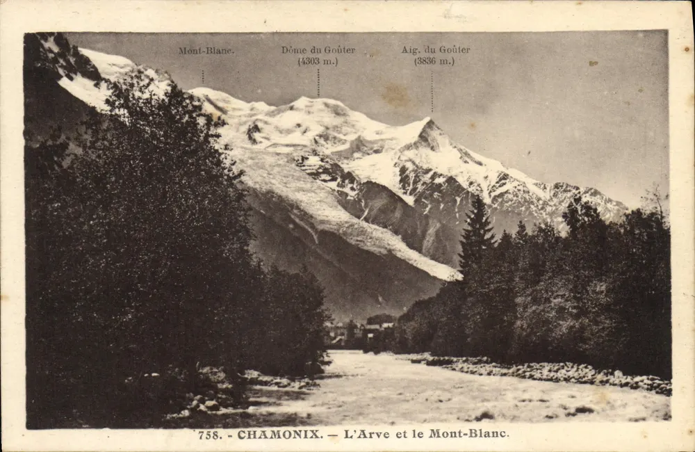 Chamonix — A Arve e o Mont-Blanc — L. Morsad, fot. (Haute-Savoie) - Frente