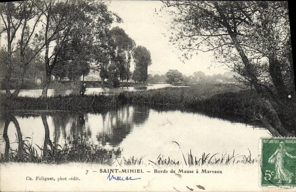 Saint-Mihiel — Margens do rio Meuse em Marvaux — Ch. Foliguet, fot-édit. - Frente