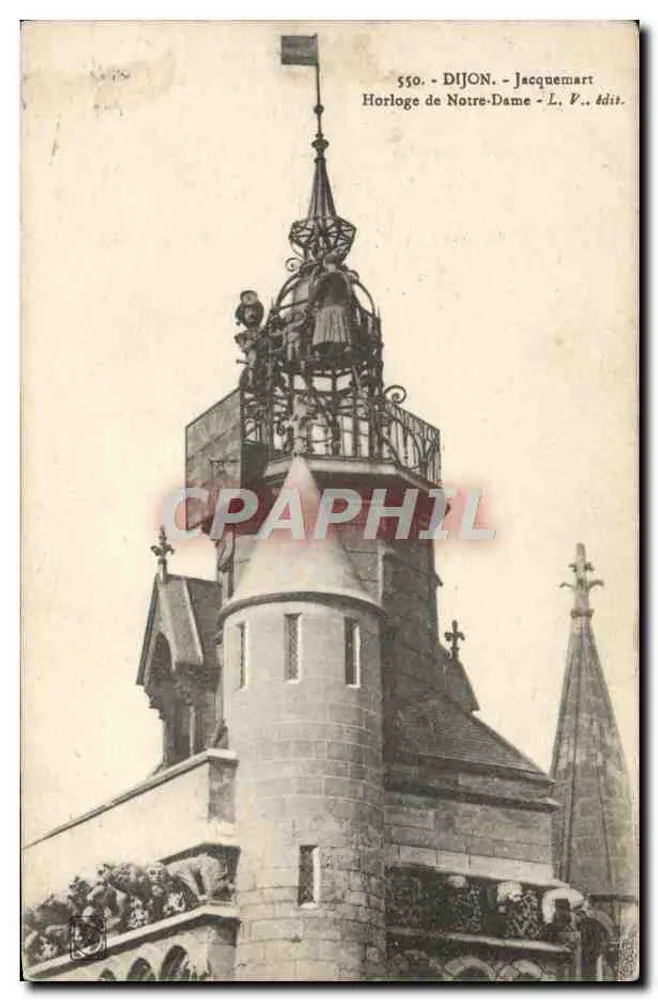 Relógio de Notre-Dame — Dijon — Jacquemart, L. edit. n° 550 - Frente