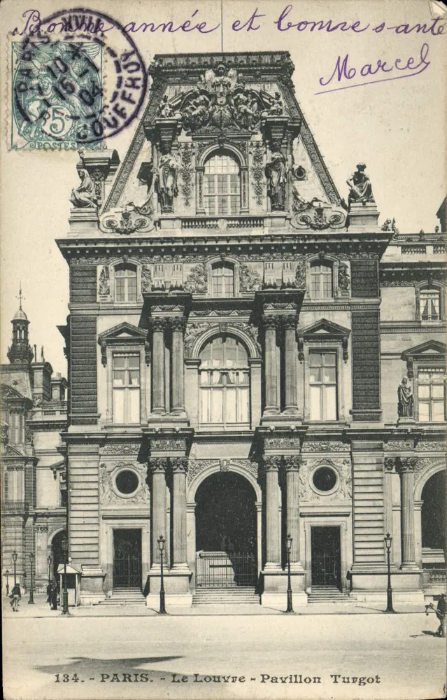 París - El Louvre - Pavillon Turgot — editor anónimo, n° 134 - Anverso