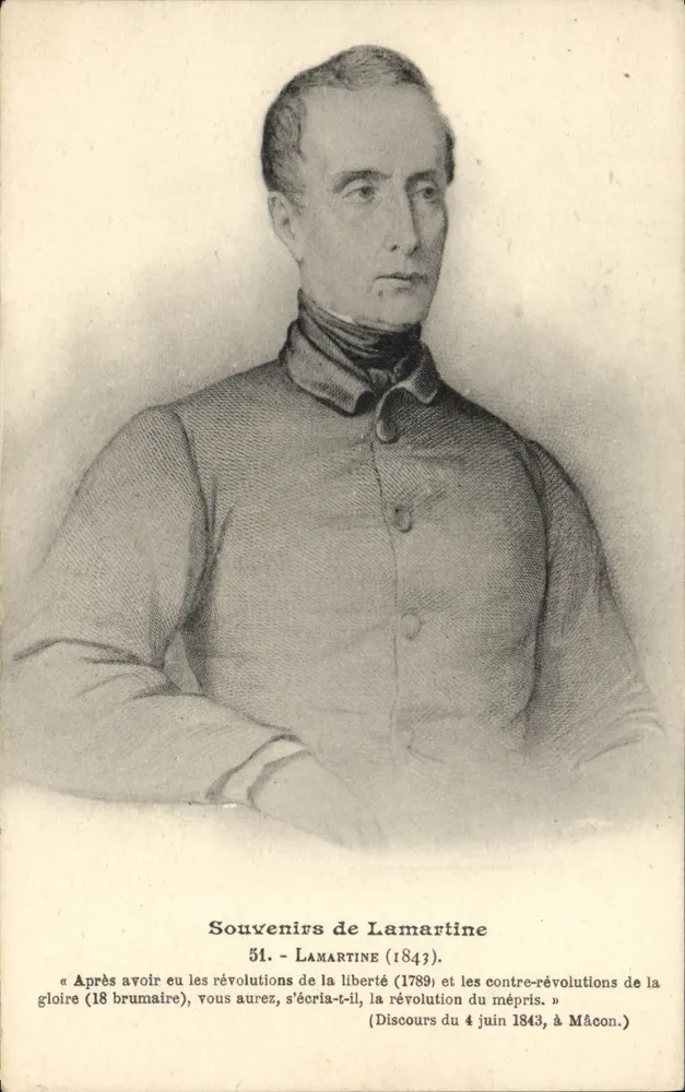 Lamartine — Recordações de Lamartine (1843) — L. Forestier, fot.édit. Mâcon - Frente