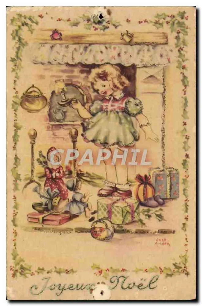 Menina diante de lareira — Natal — Luc André - Frente