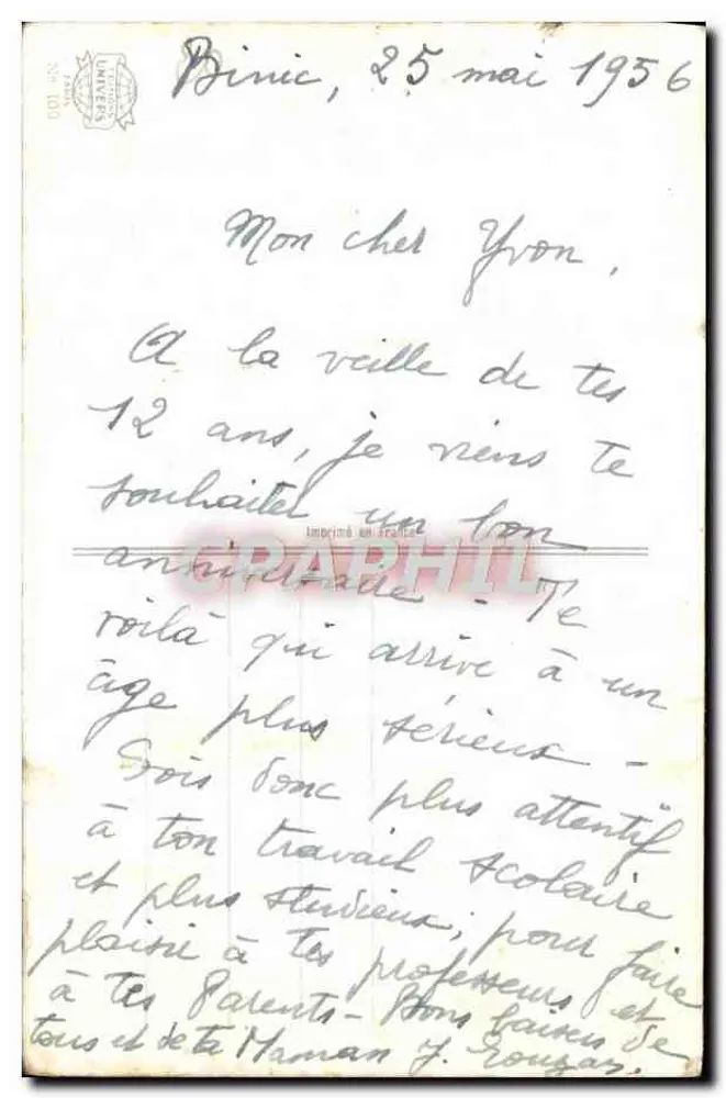 Cantores de primavera — Aniversário — Univers Paris, n° 100 - Verso