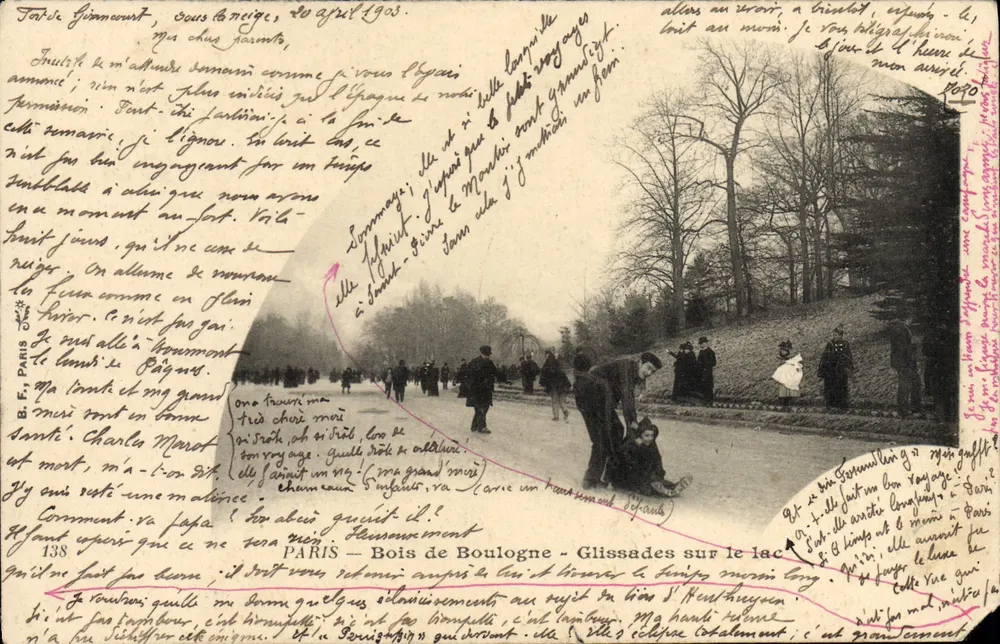 Bois de Boulogne - Schlittenfahrten am See — Paris, Verleger B. F. Paris, Nr. 138 - Vorderseite