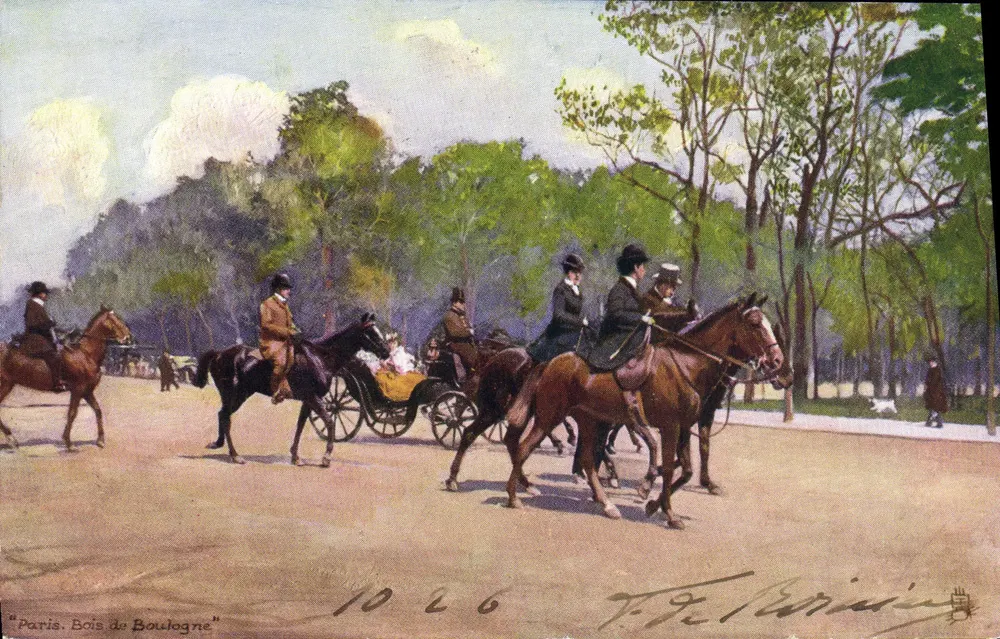 Paris. Bois de Boulogne — Reiterszene — T.F. Parisin - Vorderseite