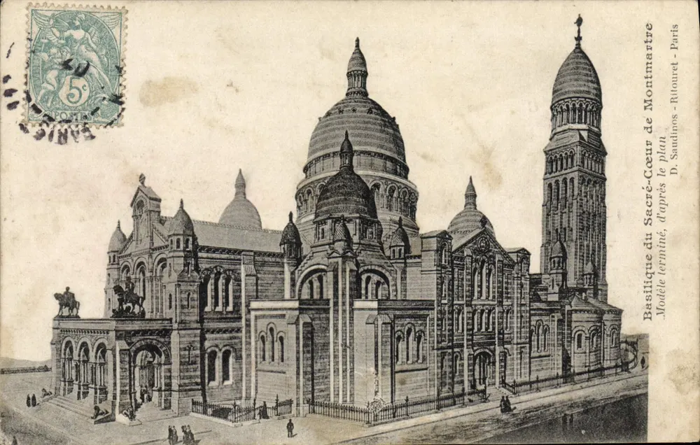 Basilique du Sacré-Cœur de Montmartre — Modèle d'après le plan — D. Saudinoss - Ritouret - Paris - Recto