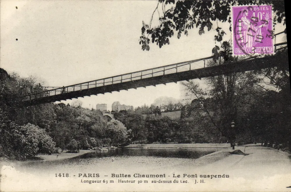 Paris - Buttes Chaumont - Der Hängebrücke — J.H. — n° 1418 - Vorderseite