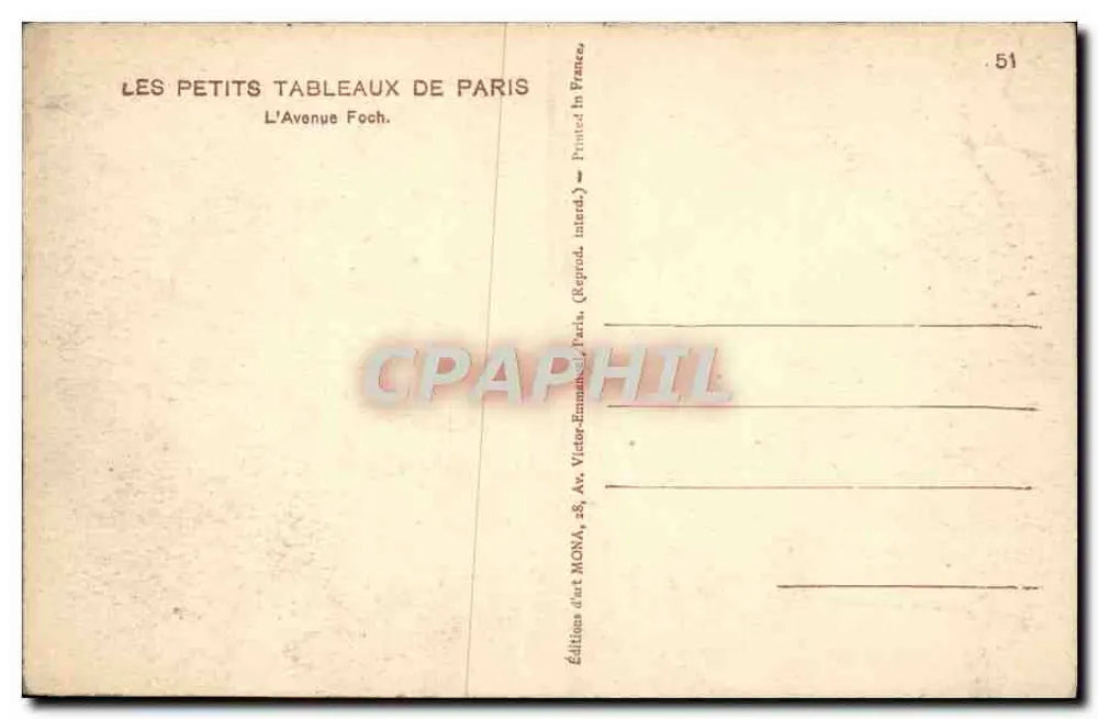 Avenue Foch — Parigi — editore Mona, n°51 - Verso