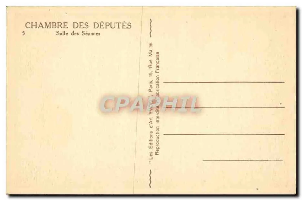 Kammer der Abgeordneten — Sitzungssaal — Les Éditions d'Art Yvonne, Paris - Rückseite