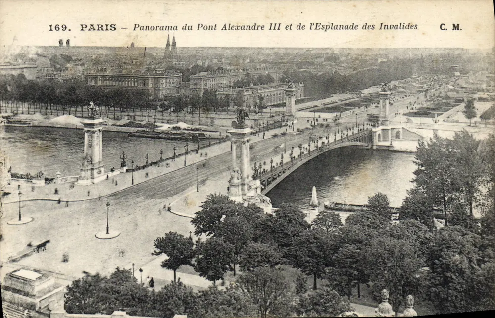 Paris — Panorama des Pont Alexandre III und der Esplanade des Invalides — C.M. Nr. 169 - Vorderseite