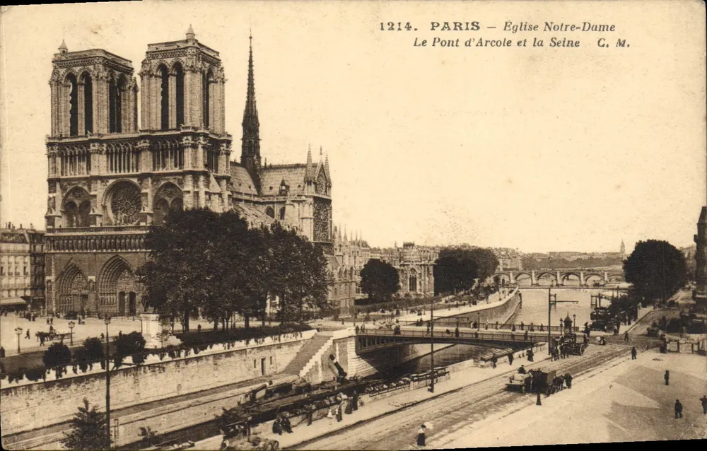 Paris — Kirche Notre-Dame und der Pont d'Arcole — C. M. - Vorderseite