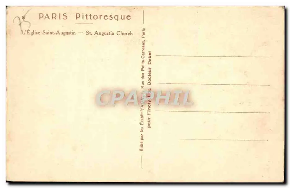 Kirche Saint-Augustin — Paris — Verlag Debats - Rückseite