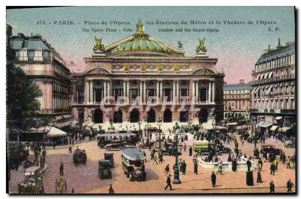 Paris - Place de l'Opéra — Metro-Stationen und das Opernhaus — A.P. n°173 - Vorderseite