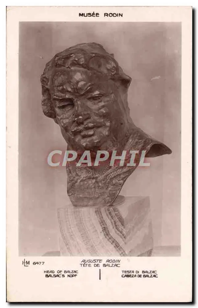 Kopf von Auguste Balzac — Rodin-Museum — Verlag Lapina & Fils, Nr. HM 6477 - Vorderseite