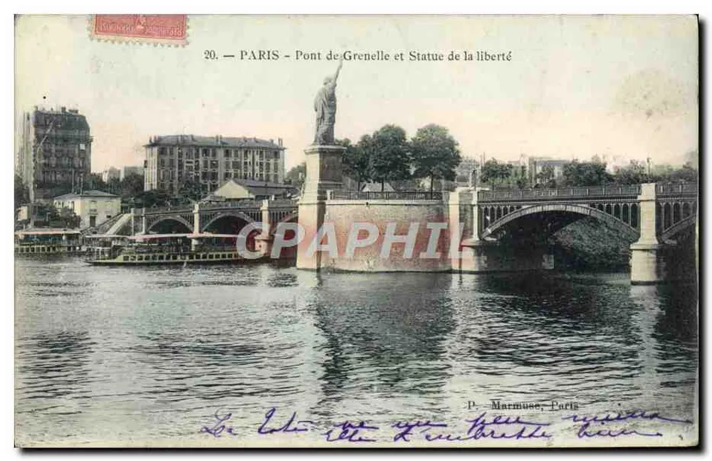 Paris - Pont de Grenelle und Statue der Freiheit — P. Marmuse, Paris, n°20 - Vorderseite