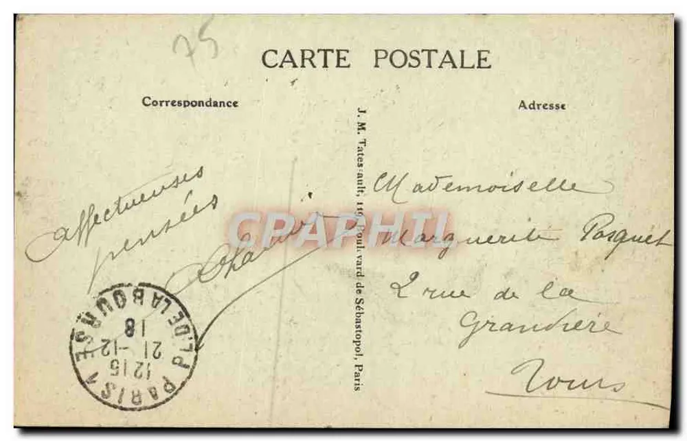 Place Vendôme — Coluna Vendôme erguida em homenagem à Grande Armée por Napoleão I — J. M. T., Paris - Verso
