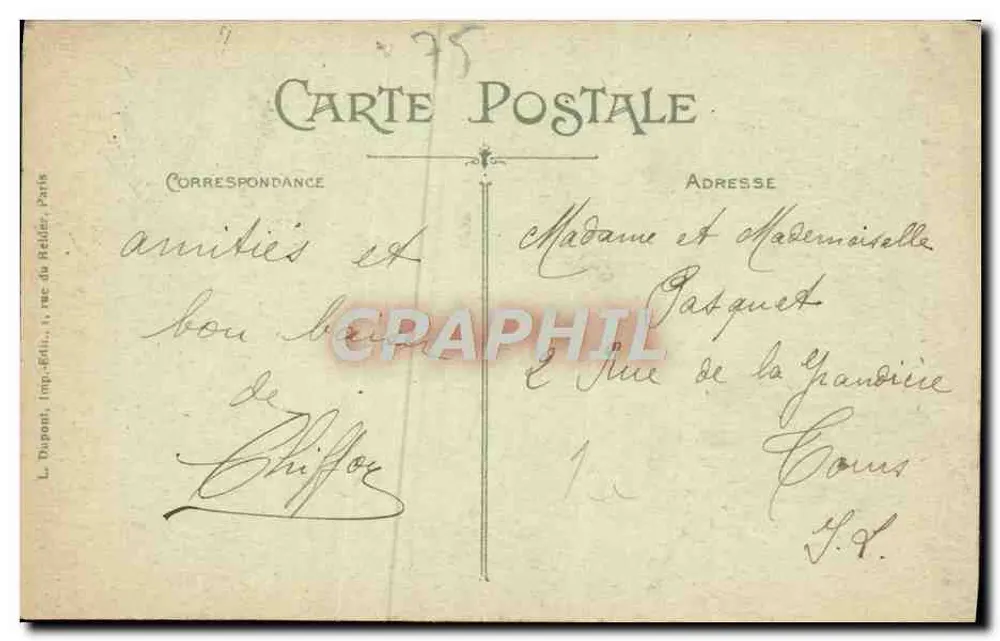 Paris — A Estátua da República — L. Dupont, imp. Rallier, Paris - Verso