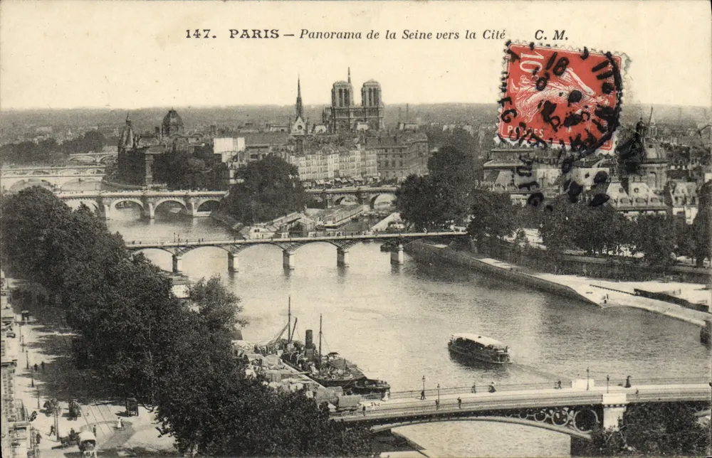 PARIS — Panorama da Seine em direção à Cité — C. M. n°147 - Frente