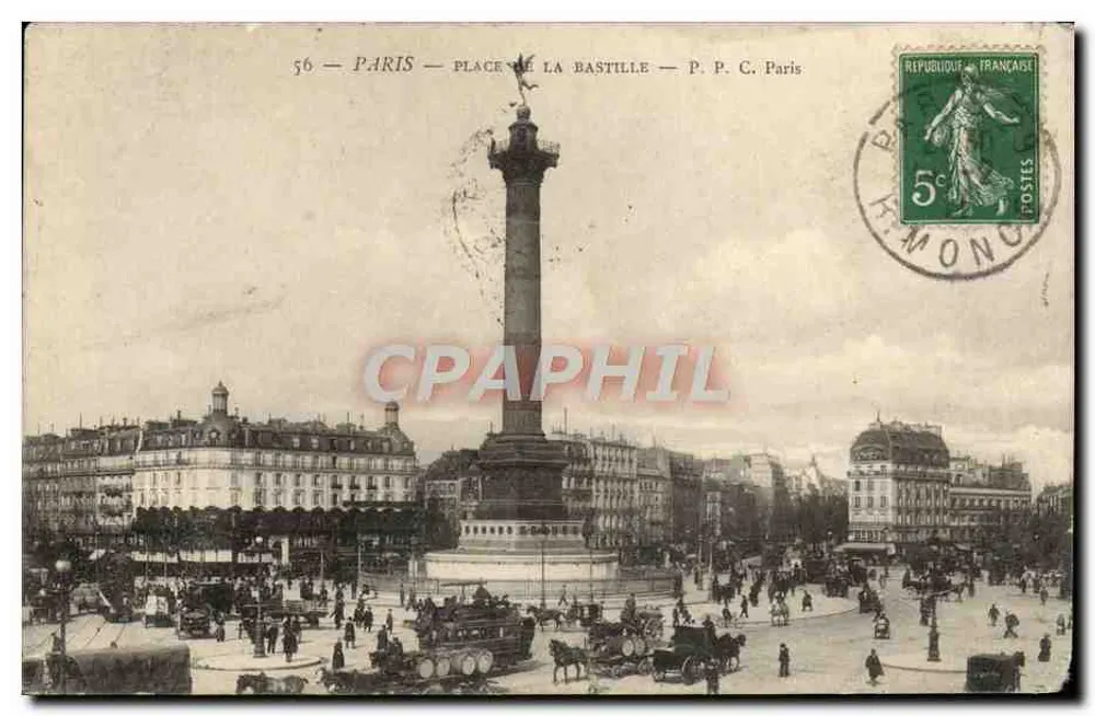 Paris — Place de la Bastille — P. P. C. Paris, n°56 - Frente