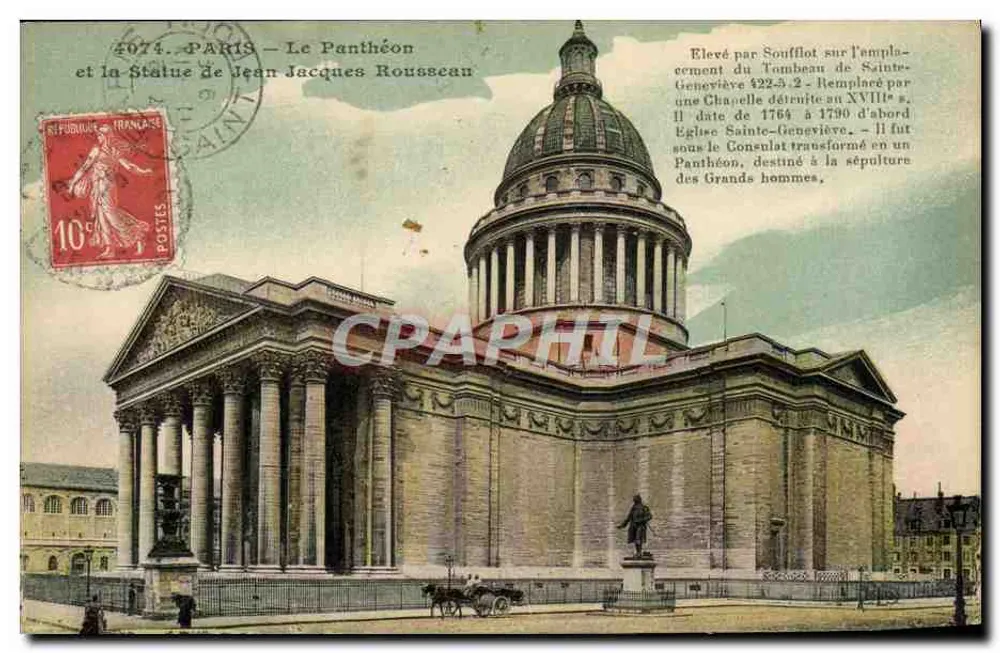 Paris — Der Panthéon und die Statue von Jean-Jacques Rousseau — Verlag nicht sichtbar - Vorderseite