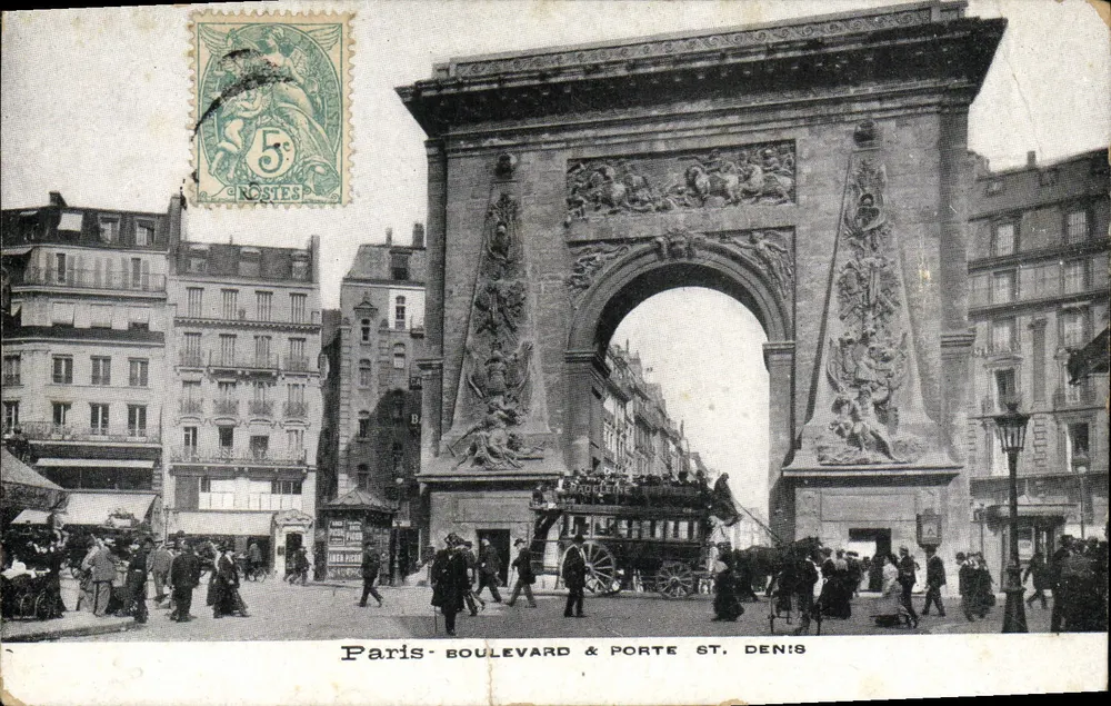 Paris - Boulevard & Porte Saint-Denis — editor ROSTES, número de série não visível - Frente