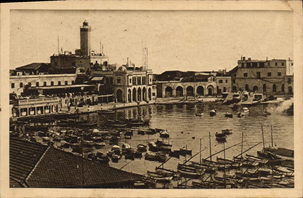 Porto de Argel — vista do porto com farol e cais — editor AL CBR — n° 14 Amiruté - Frente