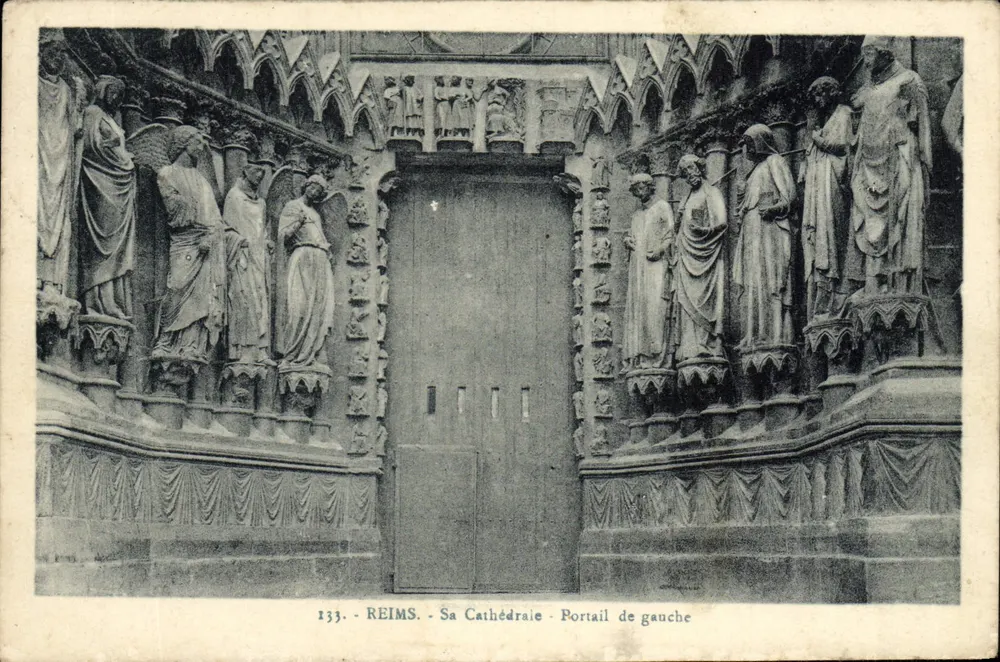 Reims - Ansicht der Kathedrale - Linker Portal — Edition Polti-Dupuy, Reims, Nr. 133 - Vorderseite