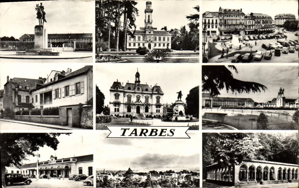 Tarbes — Panoramablick und Denkmäler — unbekannter Verleger, Seriennummer nicht sichtbar - Vorderseite