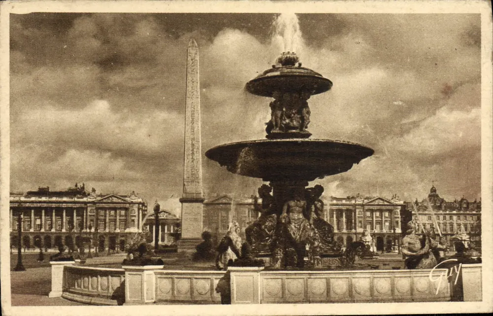 Place de la Concorde — Fontäne und Obelisk — André Leconte, Nr. 1086 - Vorderseite
