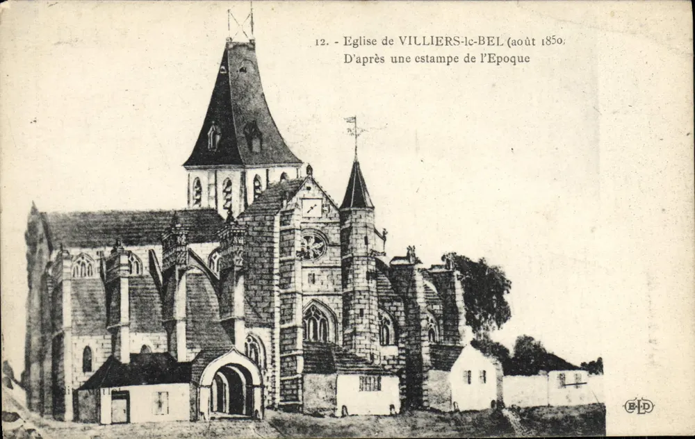 Kirche von Villiers-le-Bel — Nachbildung einer Holzschnittzeichnung aus dem Jahr 1850 — B.D. n°12 - Vorderseite