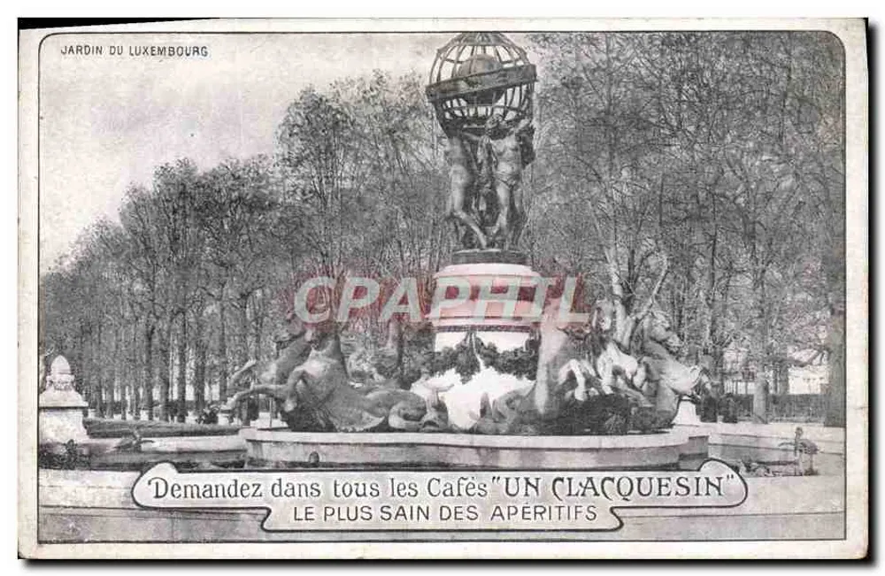 Jardim do Luxembourg — Fonte da Atlântida — Publicidade para o aperitivo Clacquesin - Frente