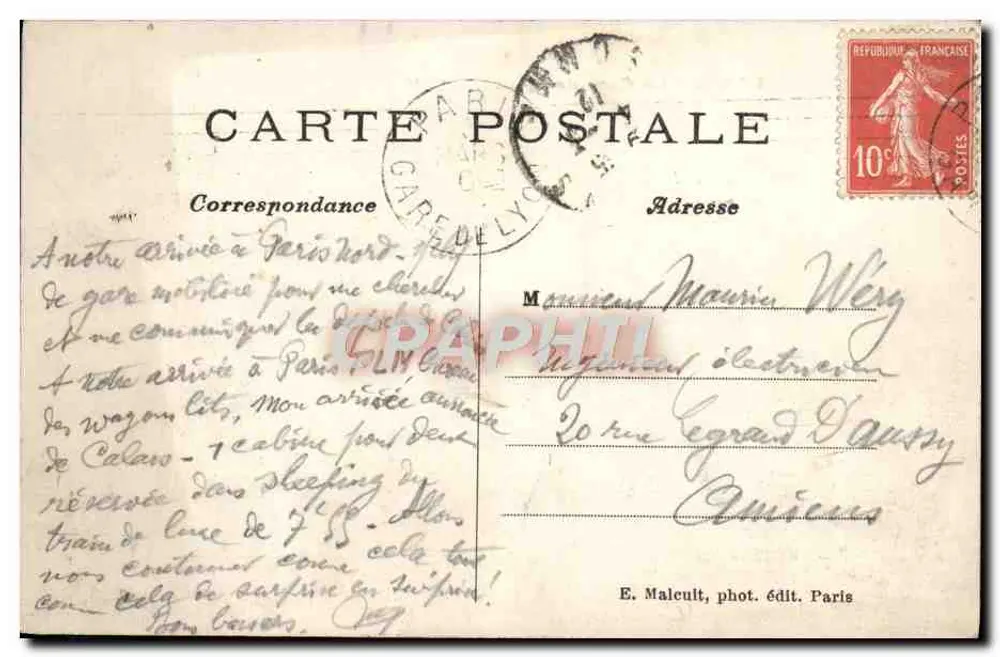 PARIS – A Estação de Lyon — E.M. - Verso