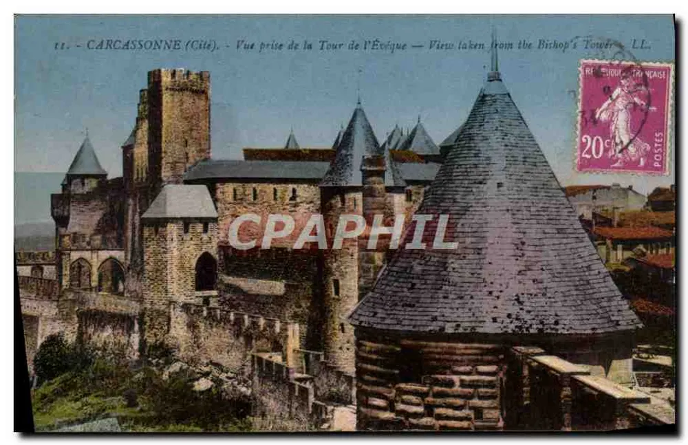 Carcassonne (Cité) — Ansicht vom Turm des Bischofs — Verlag L.L. - Vorderseite