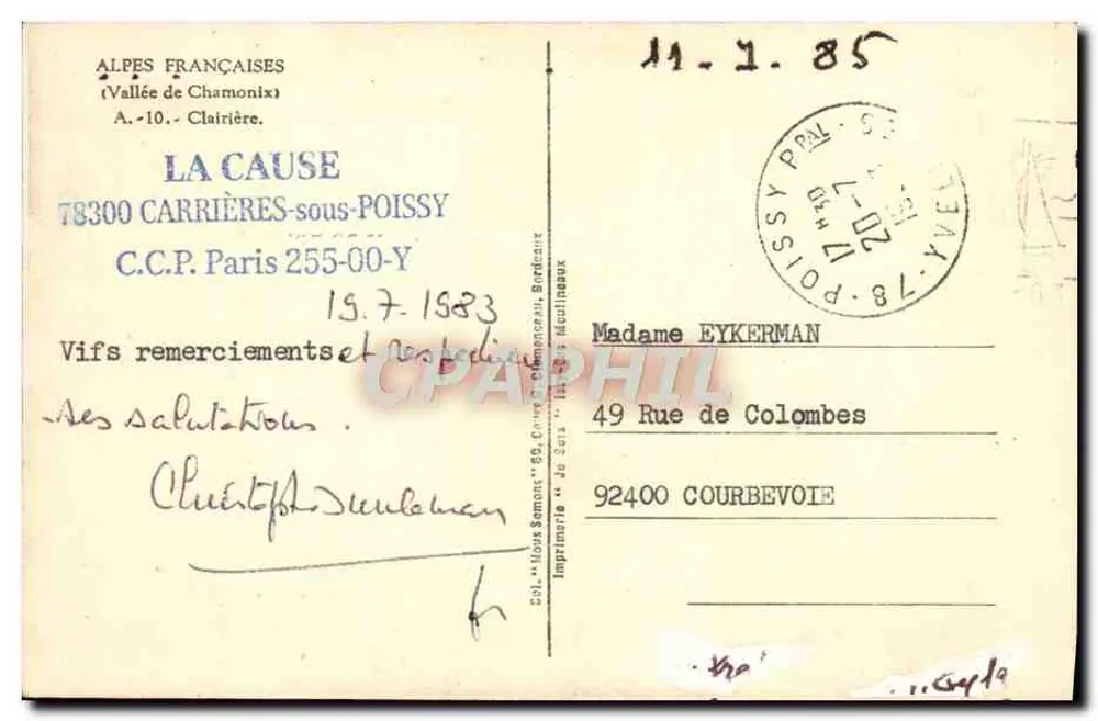 Vallée de Chamonix — A Cause — Impressora « Je Suis » - Verso