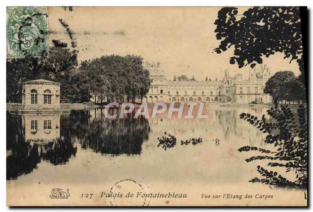 Schloss Fontainebleau — Blick über den Karpfenteich — 127 - Vorderseite
