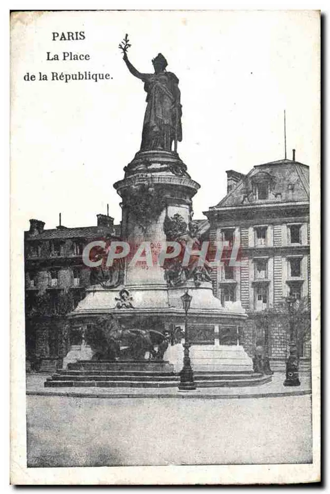 Paris — Place de la République avec statue de la République — éditeur CPAPHIL - Frente