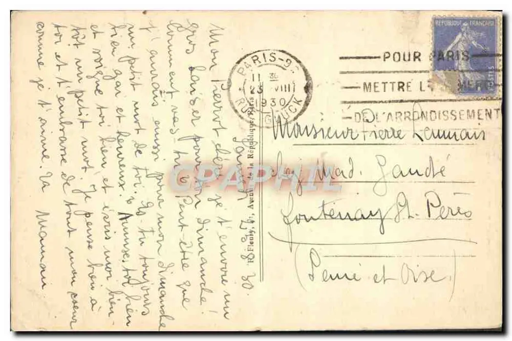 Paris — Dans les Jardins du Trocadéro — éditeur Jar, n° 22 - Rückseite