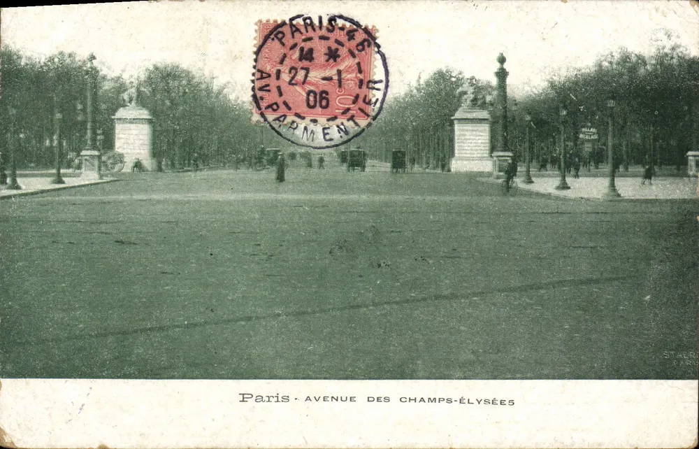 Paris - Avenida dos Campos Elísios — vista panorâmica — editor Stalor, número de série não visível - Frente