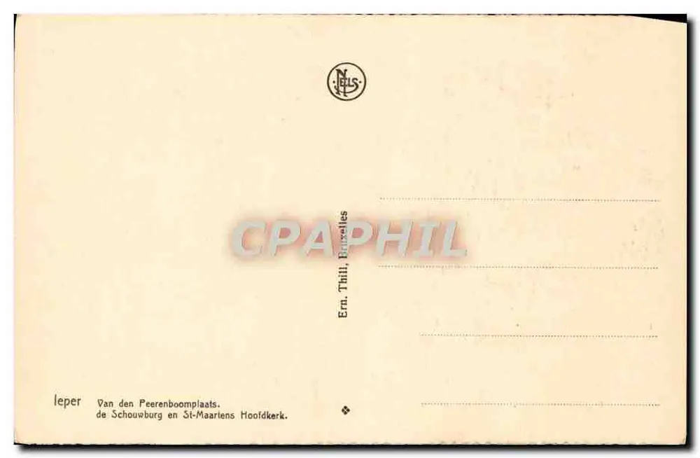 Ypres — Place Van den Peerenboom, Das Theater und die Kathedrale St. Martin — NLS - Rückseite