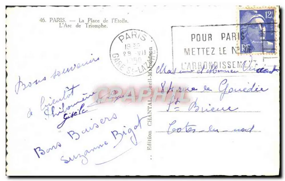 Paris — Der Arc de Triomphe — Édition Chantal - Rückseite
