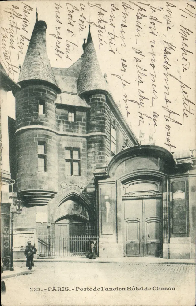 Paris — Porte de l'ancien Hôtel de Clisson — éditeur RT SION, n° 233 - Recto