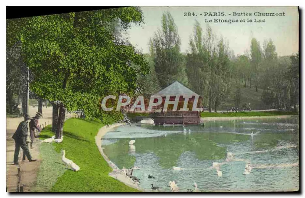 Paris - Buttes Chaumont - Der Kiosk und der See - Vorderseite