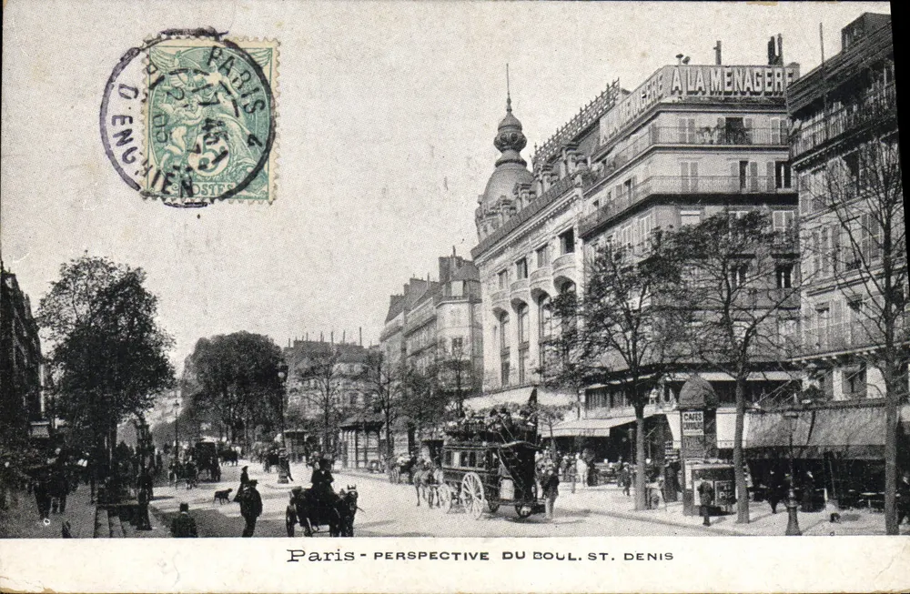 Paris - Perspectiva do boulevard St. Denis — editor não visível - Frente