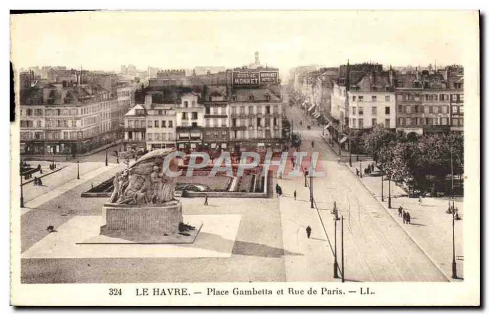 Le Havre — Place Gambetta und Rue de Paris — Verlag L.I. n°324 - Vorderseite