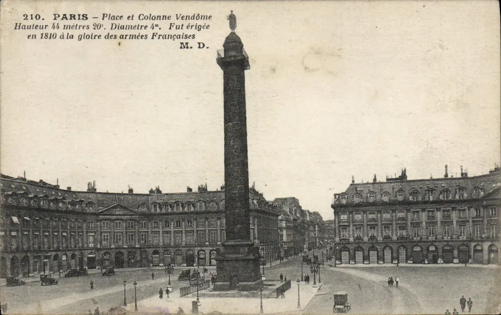 Parigi – Piazza e Colonna Vendôme – editore sconosciuto, n° 210 - Recto