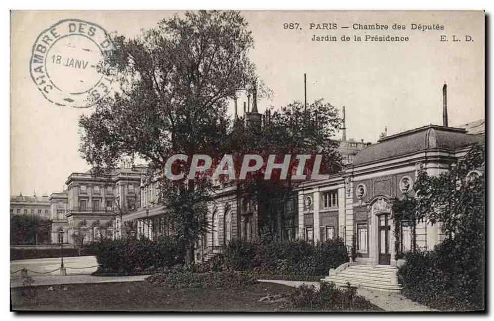 Paris — Kammer der Abgeordneten — Garten der Präsidenz — E. L. D. n° 987 - Vorderseite
