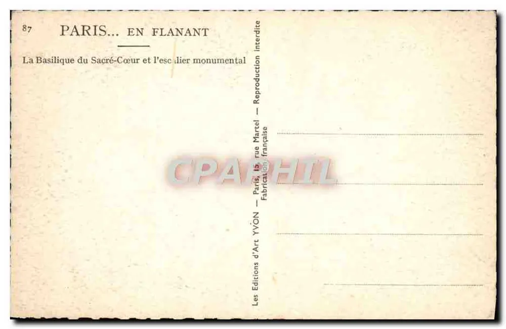Paris — Basilika des Heiligen Herzens und die monumentale Treppe — YVON - Rückseite