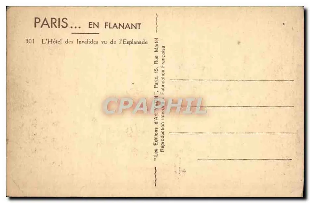 Das Hôtel des Invalides — Blick auf die Esplanade — Les Éditions d'Art 'VAN' - Rückseite