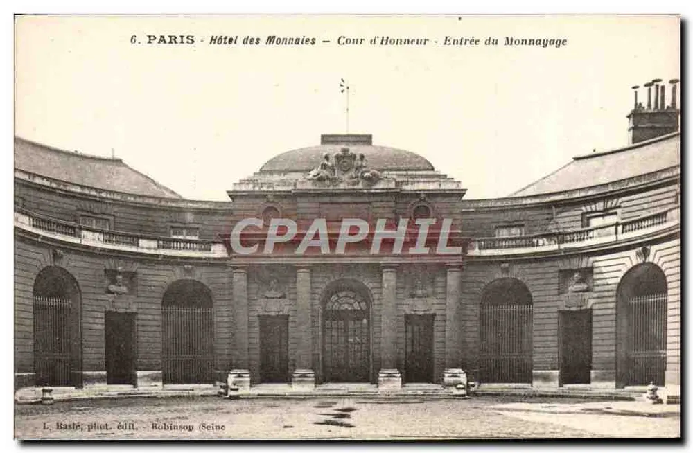 Paris - Hotel der Münze - Cour d'Honneur - Eingang zur Münze — L. Bastié, Foto. Verlag Robinson (Scine) - Vorderseite