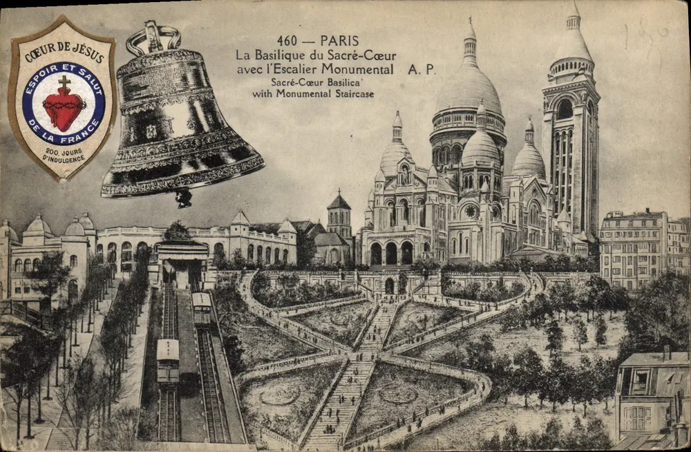 Paris — Basílica do Sagrado Coração com a Escada Monumental — A.P. - Frente